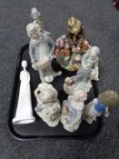 A tray of ceramic figures,