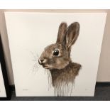 David Rees : Cotton Tail, triple strike flatbed print in colours on boxed canvas,