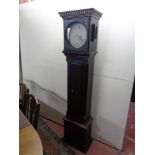 An early twentieth century painted longcase clock with two weights