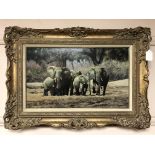 *** Lot withdrawn *** Stephen Park : Elephants in a clearing, oil on board, signed, 49.