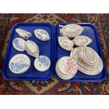 A quantity of Victorian Ridgeways miniature dinner ware in blue and puce colourway