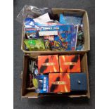 Two boxes of Dr Who toys etc