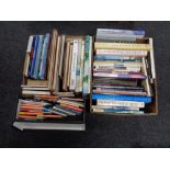 Two boxes of hardback and other books, Ordnance Survey maps,