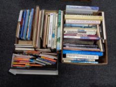 Two boxes of hardback and other books, Ordnance Survey maps,