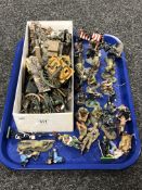 A tray of metal Brittains and other figures,