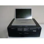 An Apple Power Book G4 laptop with 17" screen