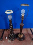 Two mahogany table lamps