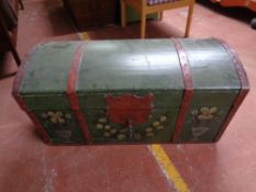 A nineteenth century iron bound trunk with key CONDITION REPORT: 50 cm x 95 cm x 46