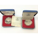 Two Queen Elizabeth II Silver Jubilee silver proof crowns