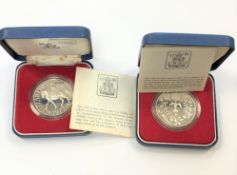 Two Queen Elizabeth II Silver Jubilee silver proof crowns