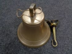 A brass bell together with lladro and nao figures (3) CONDITION REPORT: With damages