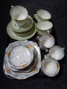 A tray of Wellington and Edwardian tea china