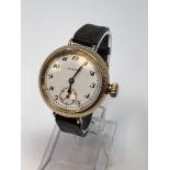 A large gold trench wristwatch by Mappin,