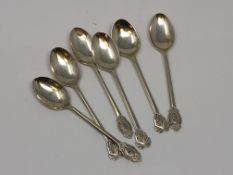 Six pretty silver teaspoons