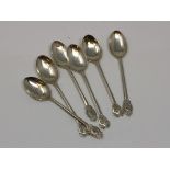 Six pretty silver teaspoons
