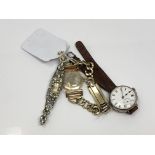 A vintage Bulova wrist watch together with a lady's and gent's silver watch.