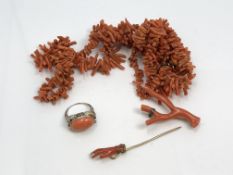 A collection of coral jewellery