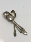 A set of six antique silver spoons