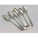 Six Georgian tea spoons by Langlands and Robertson