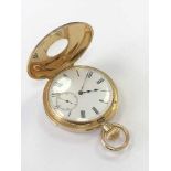 An 18ct gold half hunter minute repeating pocket watch CONDITION REPORT: 122.