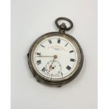 A silver pocket watch - W.E. Witts, Derby.