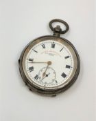 A silver pocket watch - W.E. Witts, Derby.