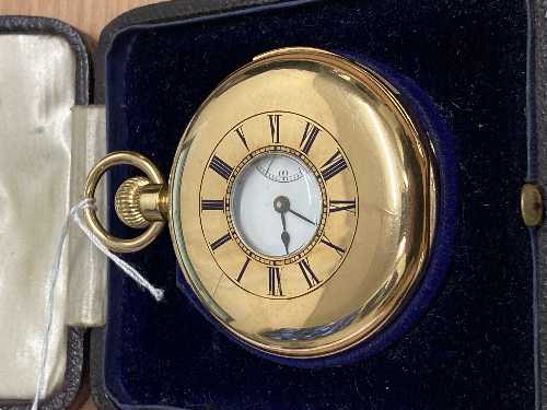 An 18ct gold half hunter minute repeating pocket watch CONDITION REPORT: 122. - Image 2 of 4