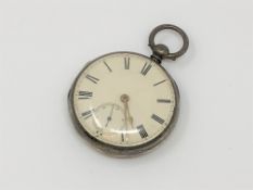 A silver fusee pocket watch CONDITION REPORT: Currently ticking.