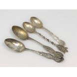 Four ornate silver scenic spoons for Virginia, Woodstock,,