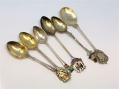 Six silver spoons - Torquay, Windsor, Wembley Empire Exhibition, Winchester Cathedral etc.