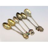 Six silver spoons - Torquay, Windsor, Wembley Empire Exhibition, Winchester Cathedral etc.