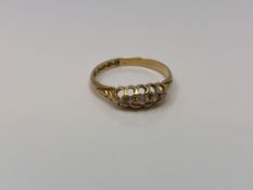 An antique 18ct gold five stone diamond ring, size M CONDITION REPORT: 1.