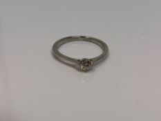 An 18ct white gold solitaire diamond ring engraved 'Yours Forever', approx. 0.