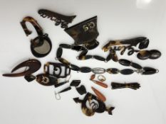 A group of tortoiseshell and coral items,