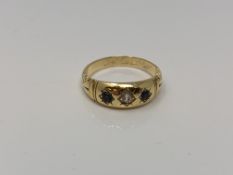 An antique 18ct gold sapphire and diamond ring, size O CONDITION REPORT: 4.