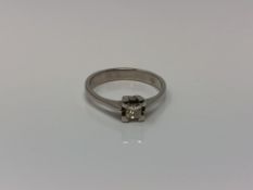 An 18ct white gold princess cut solitaire diamond ring, size M CONDITION REPORT: 2.