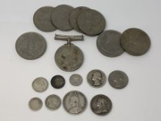 Various Georgian and later silver coins to include a George III sixpence 1817 etc,