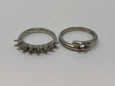 Two vacant platinum ring mounts (3) CONDITION REPORT: 11.