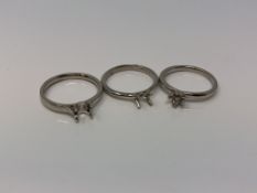 Three platinum vacant ring mounts (3) CONDITION REPORT: 11.