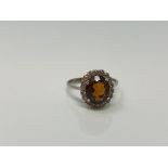 An 18ct white gold garnet dress ring, size P CONDITION REPORT: 3.