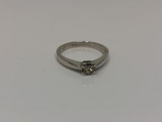 An 18ct white gold princess cut diamond solitaire ring, approx. 0.