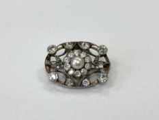 A fine Victorian natural pearl and diamond brooch,