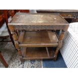 A late nineteenth century oak three tier trolley CONDITION REPORT: 67cm wide by