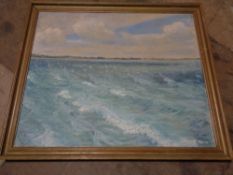 Continental school : Seascape, oil on canvas, framed.