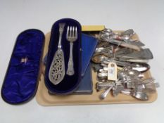 A quantity of silver plated cutlery, loose cutlery and part boxed items.
