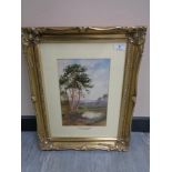 N B James (Circa 1900) : A Peep of The Thames, oil on panel, signed, 28 cm x 18 cm, framed.
