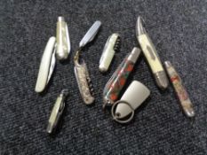 Ten pocket / pen knives various