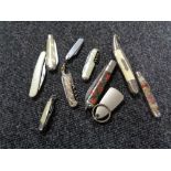 Ten pocket / pen knives various