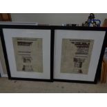 Two black frame architectural prints