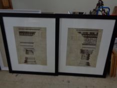 Two black frame architectural prints